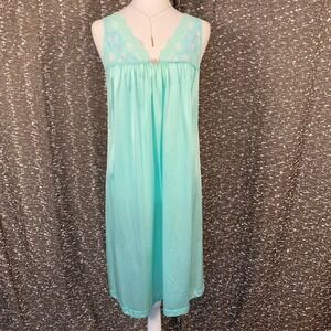 Vintage Vanity Fair Blue Lace Top Nightgown Slip Dress Women's Small